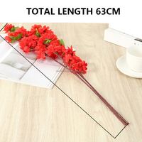 D2 Centres de Table de Mariage Roses Artificiels Promotionnels 63cm Petite Branche Courte 3 Branches Fleur de Pêcher Cerisier