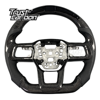 Volant en fibre de carbone personnalisé avec poignée en cuir pour Ford Mustang 7ème génération S650 Dark Horse GT GTD Shelby Coupé 2024-2026
