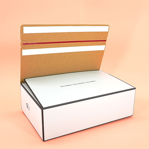 Boîte en carton ondulé à entièrement superposer, imprimée sur mesure, avec bande de déchirement <span class=keywords><strong>et</strong></span> double ruban adhésif pour l'emballage de vêtements, chaussures <span class=keywords><strong>et</strong></span> cosmétiques - Product Image 5