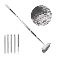 Brosse à récurer pour le sol de la salle de bain, raclette à sec, manche en métal réglable, épurateur avec poils rigides