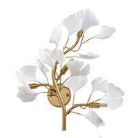 Applique murale de luxe moderne MICUP en forme de feuille de Ginkgo, abat-jour en fer et acrylique blanc, LED dimmable 3000K-6000K, garantie 1 an, pour salon