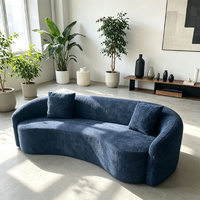 Sofá Doble Reclinable de Tela en Forma de Arco, Color Crema, Comprimido al Vacío, Relleno de Esponja, Minimalista, de Dos Plazas para Espacios Pequeños