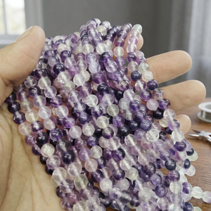 Perles de pierres précieuses rondes lisses en fluorite violette naturelle, agate Mirani, thème Amour, vente en gros - Product Image 3