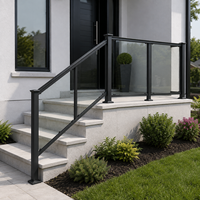 Système de garde-corps en aluminium et verre, balustrade en verre trempé, main courante 6063 T5 thermolaquée pour escalier, balcon, intérieur et extérieur