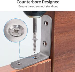 Conector de soporte de esquina de ángulo recto de acero inoxidable Código de ángulo para <span class=keywords><strong>madera</strong></span>, estantes, muebles, gabinete Múltiples aplicaciones - Product Image 4