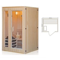 Hemlock Dalam Ruangan Ruang Sauna Uap Tradisional Kanada dengan Kompor Sauna