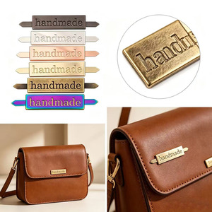Handmade Metal <b>Name</b> <b>Tag</b> Debossed Lettering Gold Color Classic Style for Handbag Accessories - Product Image 1