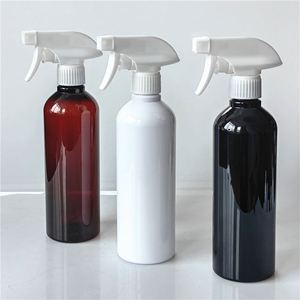 500ml Black Round Shoulder PET Plastic Spray <b>Bottle</b> Empty Cosmetic <b>Bottle</b> Trigger Head - Product Image 1