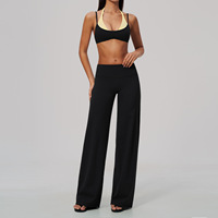 Ensemble de shorts de yoga évasés contrastants pour femme, taille haute, effet push-up, séchage rapide, respirant, 2 pièces, tenue de sport transfrontalière
