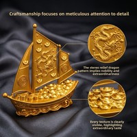 Ornement en alliage Bateau Dragon pour la prospérité et la paix, fabriqué en Chine, décoration maison/bureau pour mariages et inaugurations de maisons, exclusif