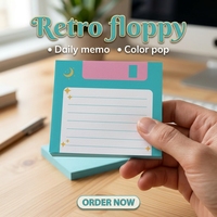 Indispensable pour la rentrée : Bloc-notes autocollant ligné au design mignon de disquette, idéal pour le bureau et l'enregistrement professionnel