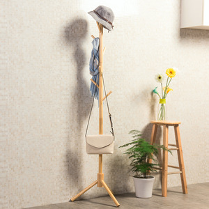 Solid wood coat <b>rack</b>, simple and easy to use, floor-standing <b>clothes</b> <b>rack</b>, suitable for home, bedroom, and rental storage. - Product Image 1