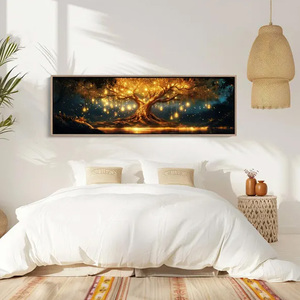Impression sur toile d'arbre lumineux, arbre à ampoules LED fantastique, art mural texturé extra large encadré, décoration intérieure pour hôtel, maison - Product Image 6