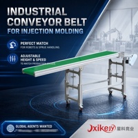 Convoyeur à bande plate vert en PU de qualité industrielle durable XKJY, largeur 300 mm, vitesse 5 m/min, 220 V 60 W, ligne de production SMT, assemblage de circuits imprimés