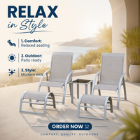 Joyeleisure Ensemble de chaises suspendues en aluminium KD durables pour l'extérieur, avec ottomanes et table basse latérale, pour villa/parc, 5 pièces, mobilier métallique pliable