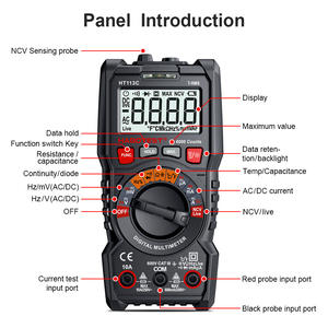 Multímetro Digital Portátil CE <span class=keywords><strong>Pro</strong></span> com True RMS, Medidor Multifuncional de Mão com Faixa Manual AC/DC e 2000 Contagens - Product Image 3