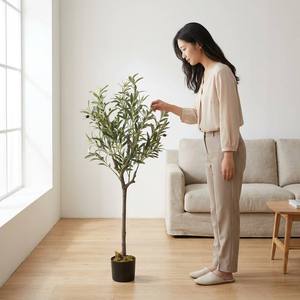 Arbre d'olivier artificiel en gros, design détachable, tronc en PE, plante artificielle en pot pour intérieur/extérieur, maison, bureau, prix abordable, OEM - Product Image 1