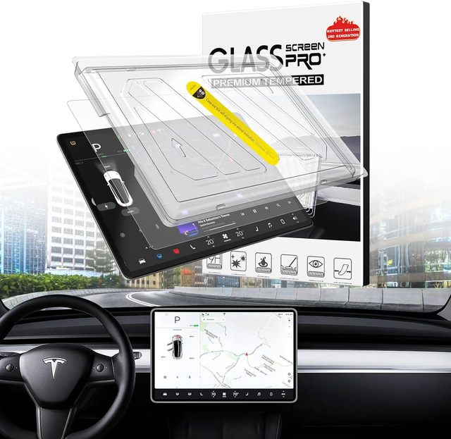 Center Console Touch Screen Tempered Glass Protective Film for Tesla Model 3 2023 Screen Protector Auto Alignment Accessory