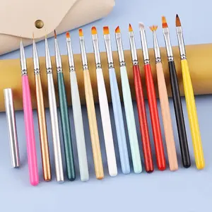 14支/套或单支彩色木棒绘图笔指甲光疗笔水晶笔指甲衬里刷套装