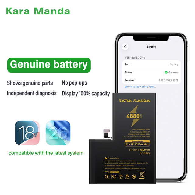Kara Manda 0 Cycle Genuine Oem Battery for iPhone 15 Pro Max for iphone 12 13 14 15 Diagnostic Replacement Battery High Safety