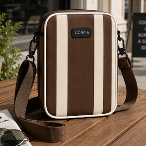 Sac bandoulière vertical personnalisé en cuir PU rayé pour hommes, vente en gros OEM/ODM, faible MOQ, sacs à main avec conception gratuite - Product Image 5