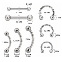 Perhiasan tindik JIAXIN ASTM F136 Titanium dengan ulir dalam, bentuk tapal kuda, untuk septum, labret, helix, rook, dan daith.