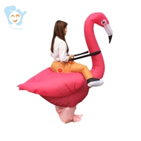 Unisex Erwachsene Kinder Lustiges Halloween Neujahr Ostern Kostüm Rosa Flamingo Aufblasbar Polyester Langlebig