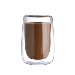 Vente en gros de tasses à café en verre borosilicate à double paroi résistantes à la chaleur sans poignée, réutilisables, option de logo personnalisé - Product Image 1