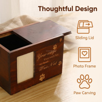Urne funéraire rustique en pin carbonisé pour animaux de compagnie avec fenêtre photo en acrylique, boîte à cendres commémorative gravée sur mesure pour chien et chat