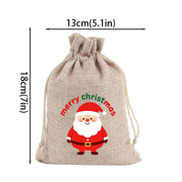 Sac en toile de jute à motif de Noël 13x18cm, logo personnalisable, cordon de serrage en nylon, sac en lin, pochette cadeau, idéal pour bonbons de Noël, fête, jouets