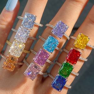 Anillo de Compromiso de Circonita Cúbica 8A Sin Deslustre, Anillo de Eternidad, Anillos de Promesa de Boda, Joyería para Mujer, Plata de Ley 925 - Product Image 1