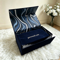 Boîte d'emballage pour vêtements, costumes, manteaux, en carton rigide, avec logo personnalisé en feuille d'aluminium, bleu marine foncé, pliable, fermeture magnétique