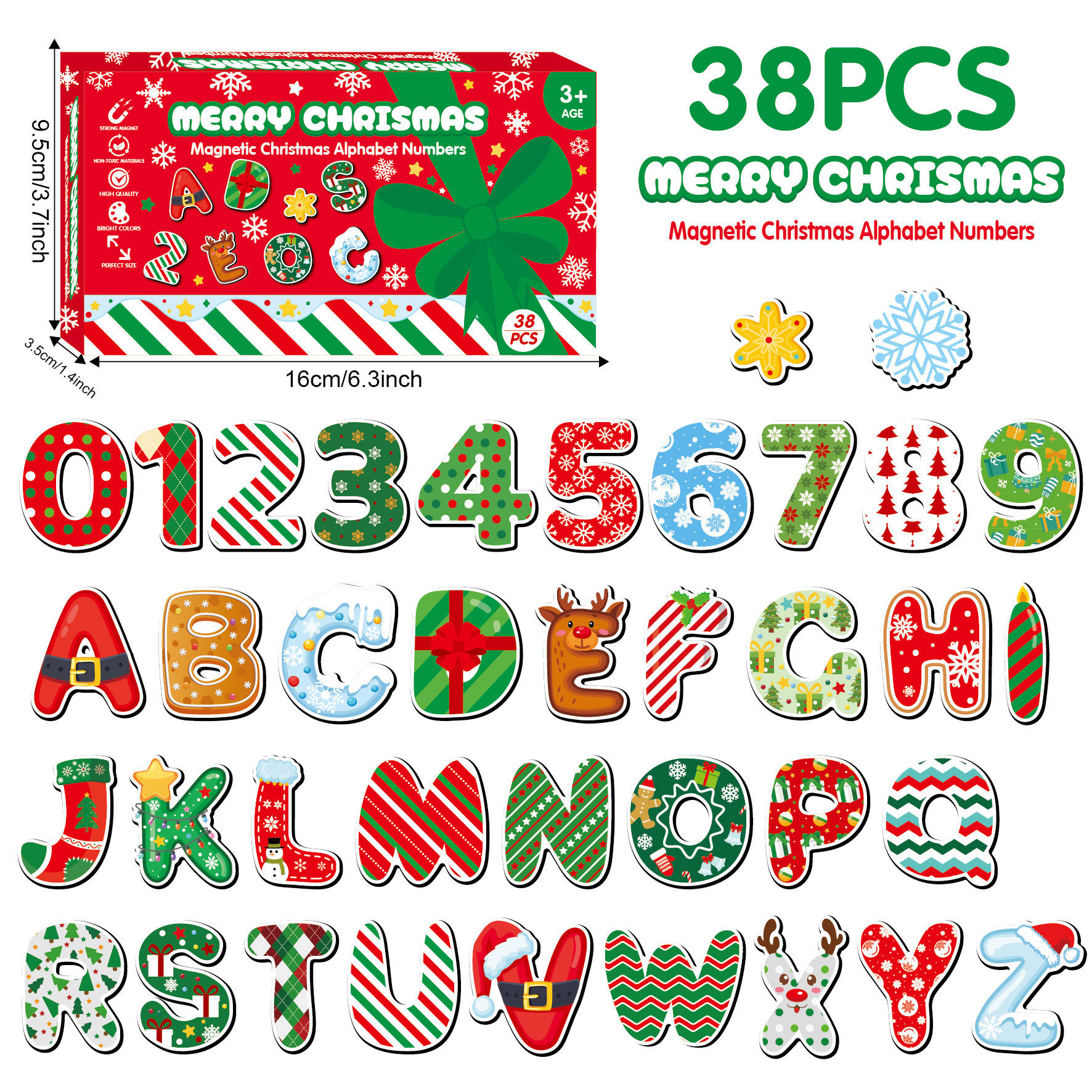 05 christmas letter refrigerator stickers
