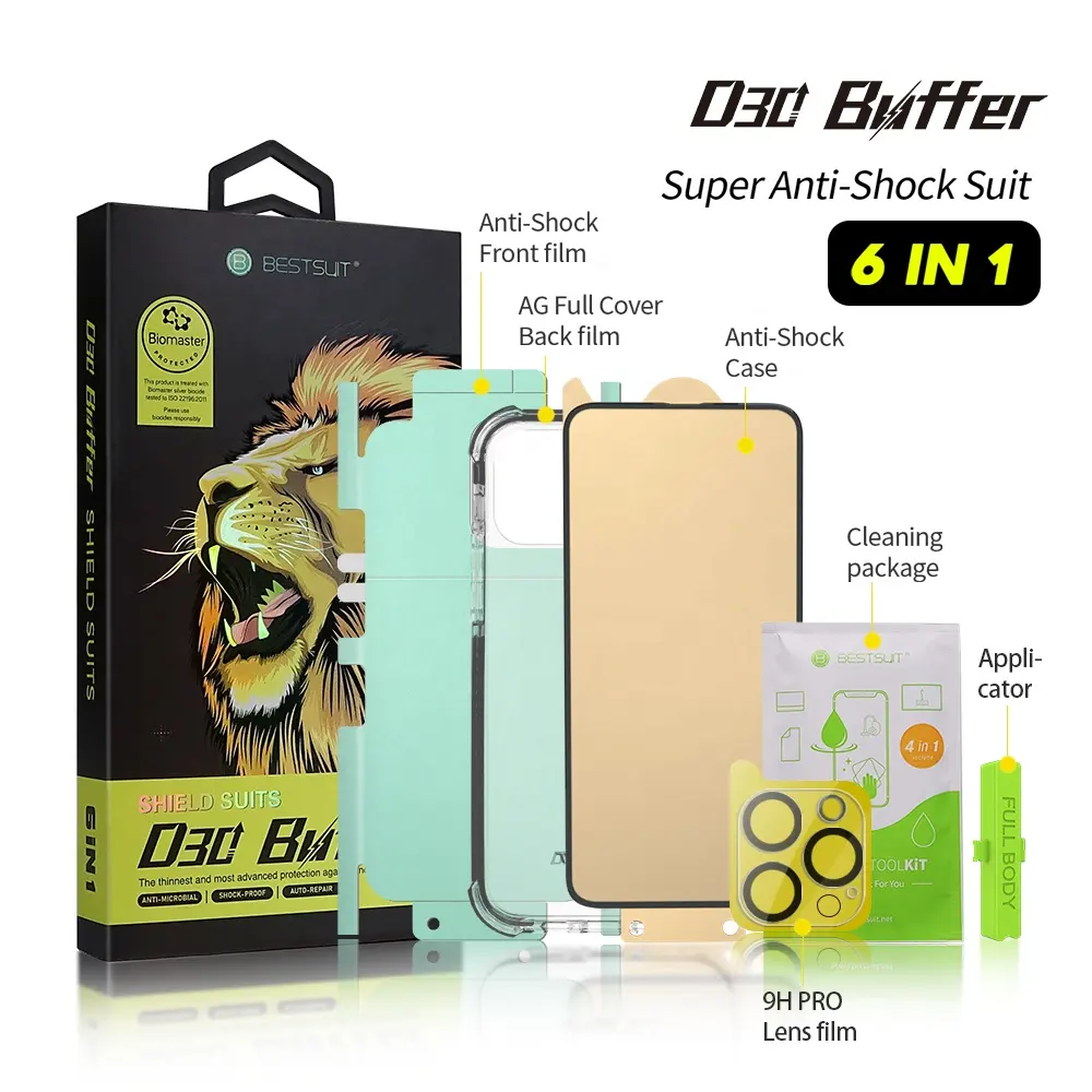 6 In 1 D30 Buffer Cocok untuk iPhone 14 Pro Casing 9H Pelindung Layar Kaca Tempered Pelindung Lensa Kamera untuk iPhone 14