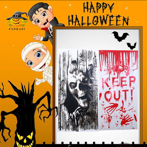 Autocollants de fenêtre d'Halloween, rectangulaires rouges et noirs, adhésifs, décoration intérieure pour magasins, KTV, restaurants, bars - Product Image 4