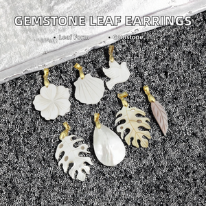 Boucles d'oreilles pendantes en coquillage blanc naturel pour femmes, style bohème, feuille et fleur, plaquées or, bijoux de vacances à la plage - Product Image 2
