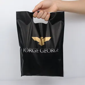 Bolsa de transporte troquelada impresa con logotipo personalizado, bolsas de compras para embalaje de ropa, bolsas de plástico con asa troquelada para comestibles