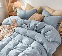 Literie housse de couette 100% lin microfibre lavé comme texturé doux confortable ensemble de couette