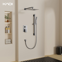Mitigeur de douche thermostatique mural en laiton à poignée unique, noir mat, avec jets de massage et pluie douce, eau chaude et froide, pour hôtels et villas