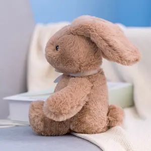 Süper yumuşak dolması kız bebek oturan kabarık uzun kulak rahat tavşan bebek tavşan sevimli peluş sevimli oyuncak hediye için çocuk