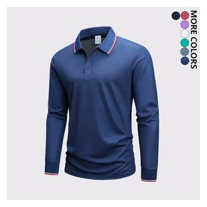 เสื้อโปโลผู้ชายผ้าถักน้ำหนักปานกลาง 200 กรัม แบบกำหนดเอง รับผลิตแบบ OEM ODM เสื้อยืดแขนยาวมีปก แบรนด์ส่วนตัว - Product Image 4