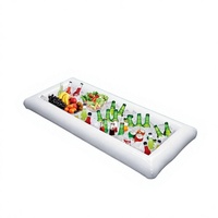 Bac à glace gonflable pour fête au bord de la piscine, plateau à fruits blanc, seau à boissons carré, bac à glace en PVC, 132x60cm