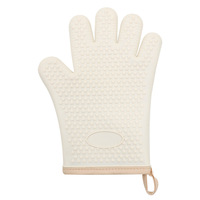 Gants en forme de cœur à cinq doigts résistants à la chaleur doublés de coton Outils de cuisson en silicone pour four à micro-ondes