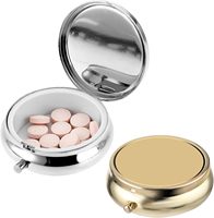 Mini boîte à pilules en métal à 3 compartiments en plastique ou métal petite boîte de couleur or étui à pilules rond avec fonction de stockage de pilules