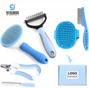 6 in 1 kit per la pulizia degli animali domestici per la pulizia dei peli di cane <span class=keywords><strong>pettine</strong></span> <span class=keywords><strong>a</strong></span> nodo aperto spazzola per massaggi da bagno per cani tagliaunghie - Product Image 1