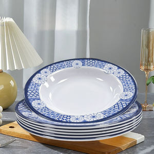 Vente en gros de <span class=keywords><strong>vaisselle</strong></span> personnalisée bon marché pour restaurant et hôtel Assiettes à soupe en mélamine de 8 pouces à imprimé floral bleu - Product Image 3