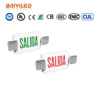 Panneau de sortie LED Baiyi, éclairage d'urgence, double face, montage mural, acrylique blanc/vert, batterie Ni-Cd, garantie 3 ans