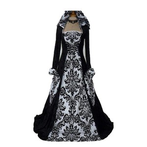 Yi Xiaoyi Vestido Largo Vintage con Estampado Medieval, Estilo Victoriano con Capucha, Disfraz para Actuaciones Escénicas, Talla Única para Adultos - Product Image 2
