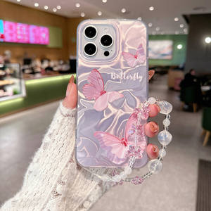 आईफोन के लिए नई आगमन प्रिंटिंग तितली फोन केस चेन 16 15 14 13 12 प्रो अधिकतम मोबाइल कवर - Product Image 4