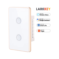 Tuya Larkkey interrupteur tactile en verre intelligent zigbee deux gangs interrupteur intelligent mural interrupteurs de système domestique intelligent